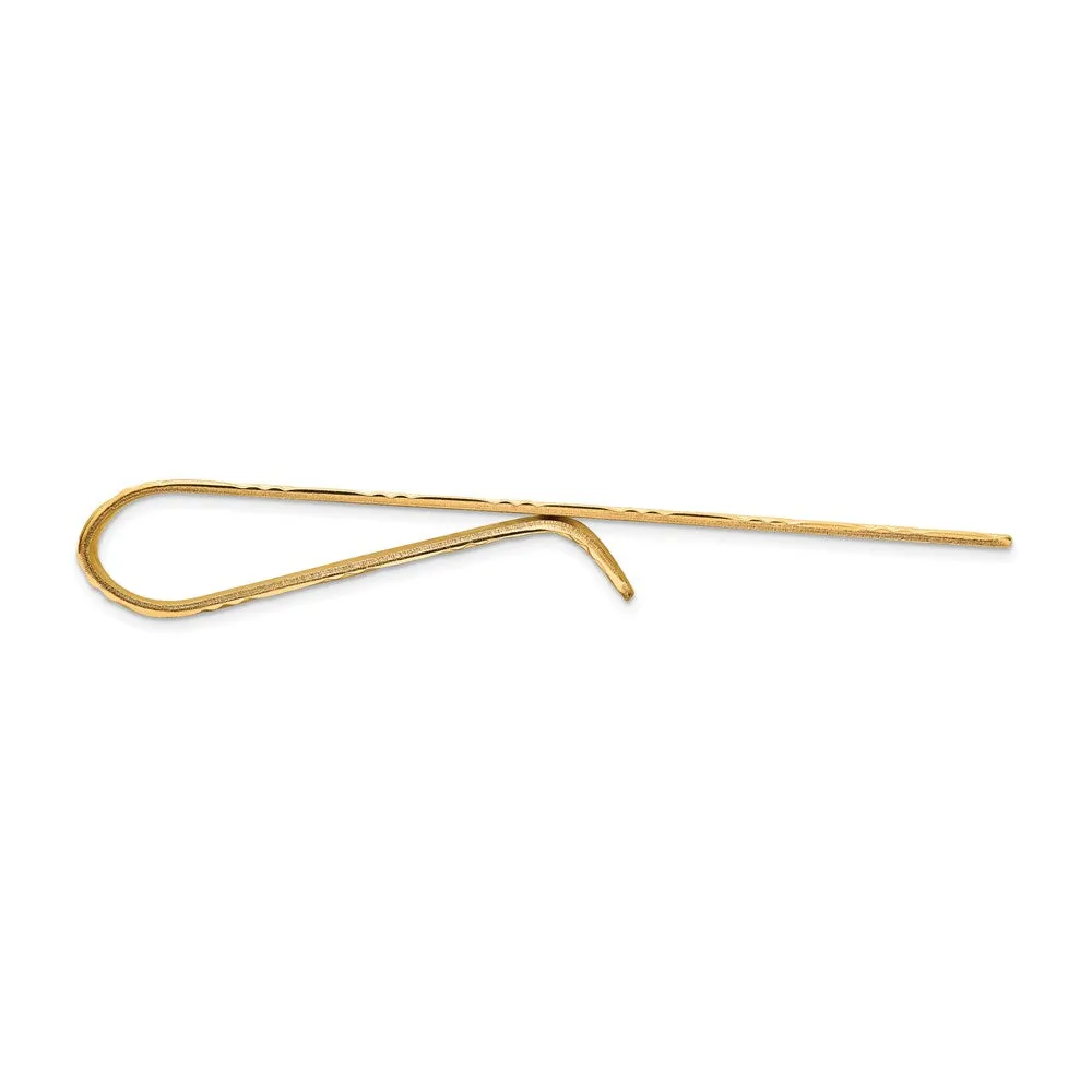 14K Yellow Gold Basketweave Tie Bar, 8 x 50mm