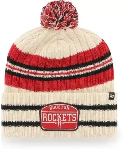 '47 Men's NBA Houston Rockets Hone Patch Cuffed Knit Hat with Pom