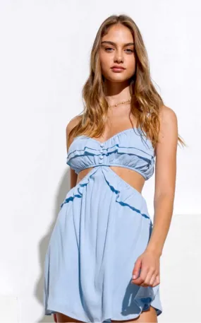 Abigail waist cutout mini dress-sky blue