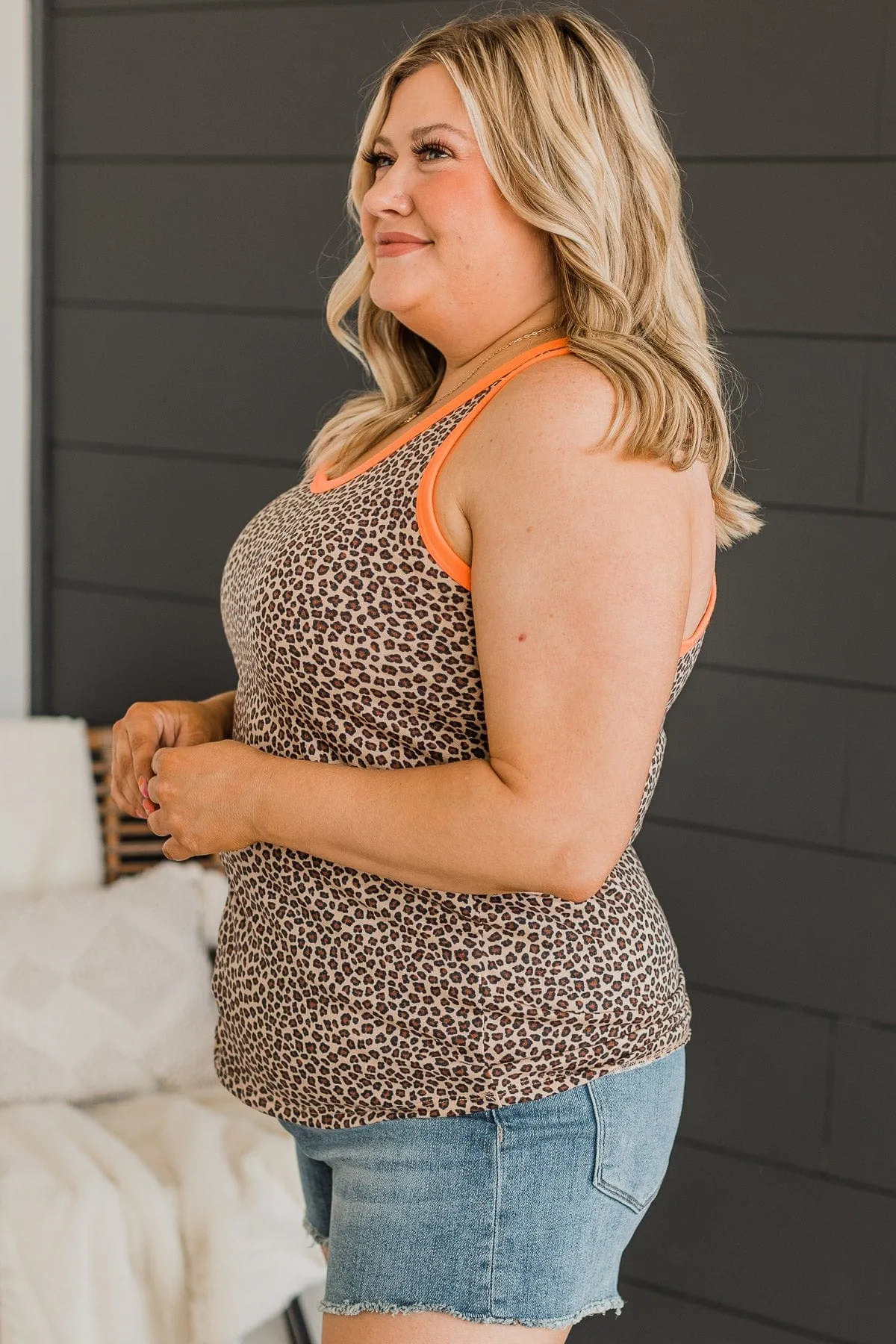 Adventure Bound Tank Top- Leopard & Neon Orange