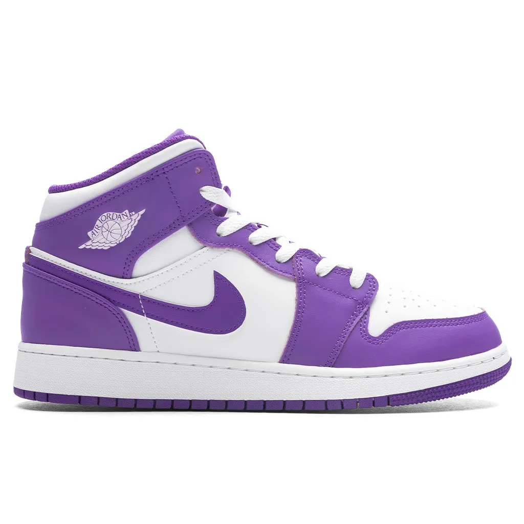 Air Jordan 1 Mid (GS) - Purple Venom/White