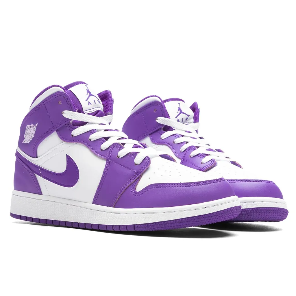 Air Jordan 1 Mid (GS) - Purple Venom/White