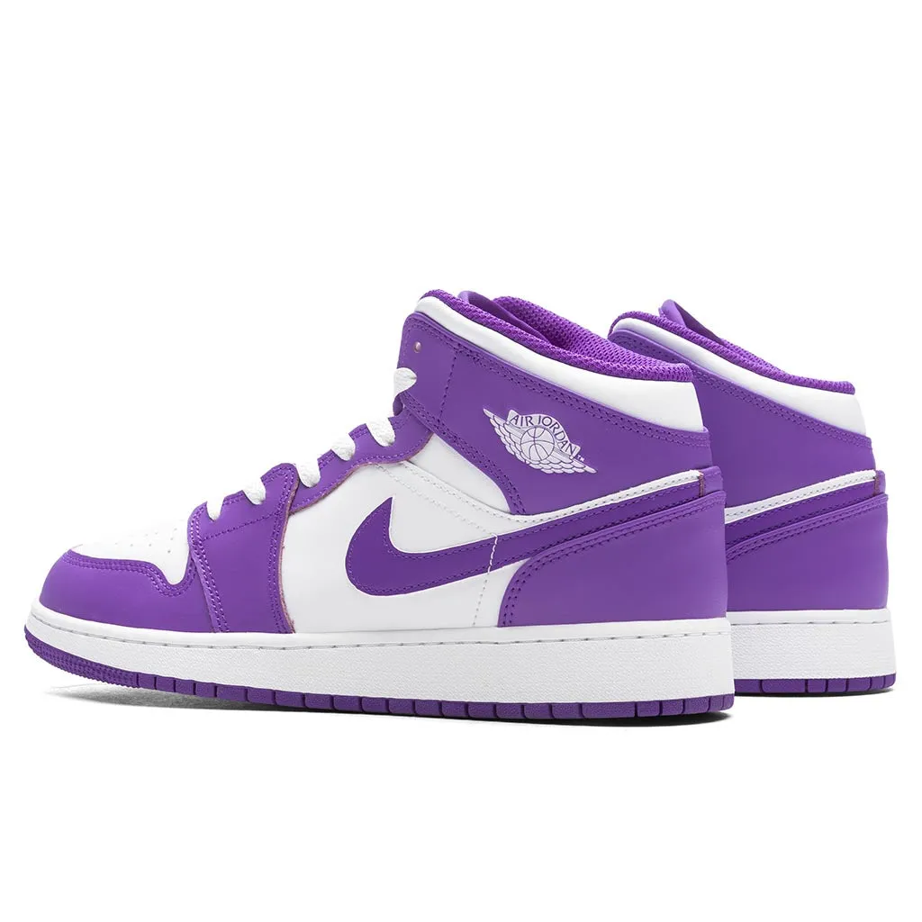 Air Jordan 1 Mid (GS) - Purple Venom/White