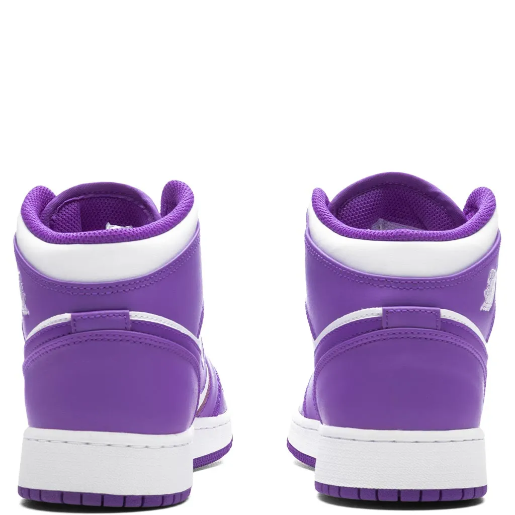 Air Jordan 1 Mid (GS) - Purple Venom/White