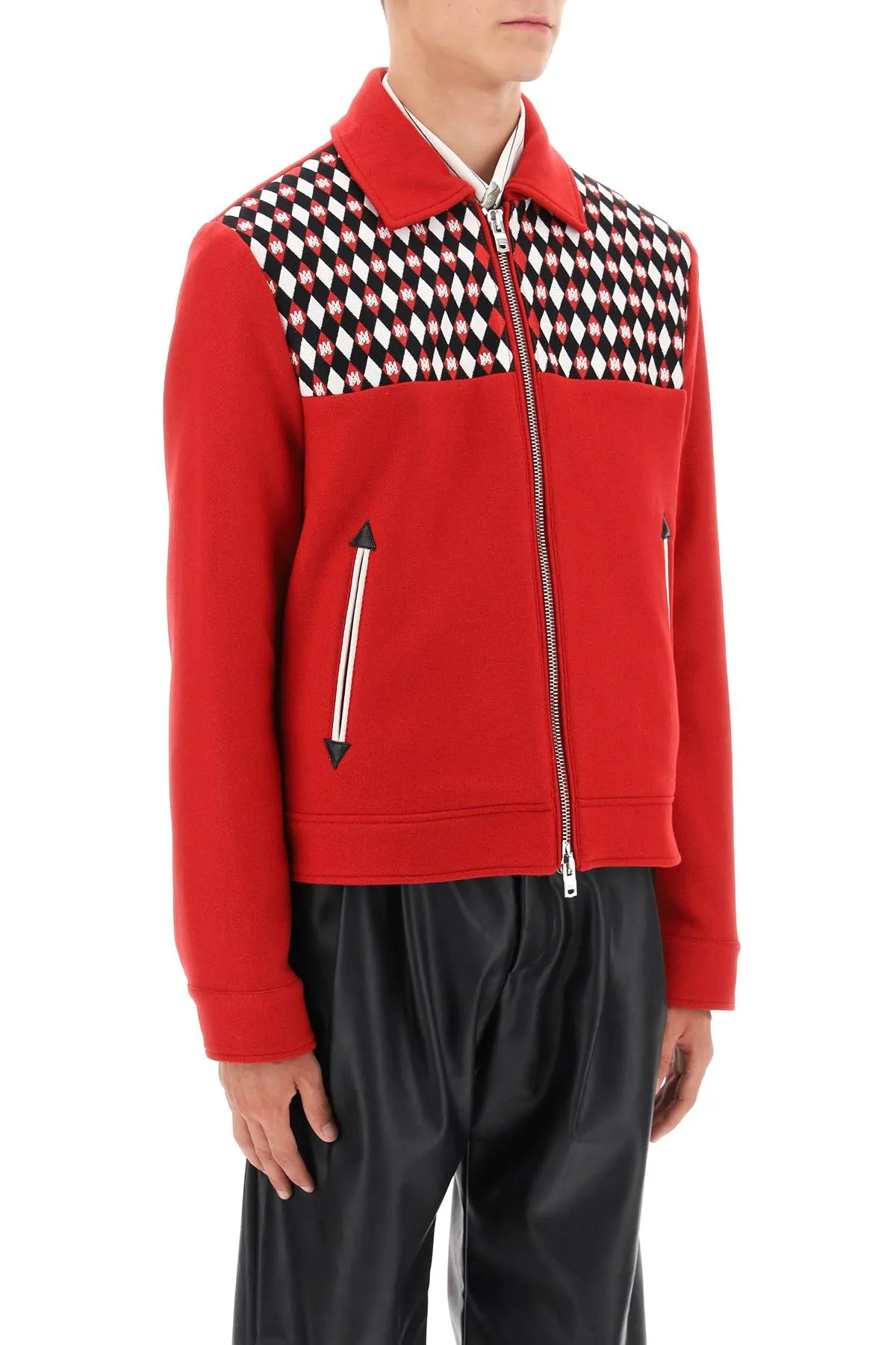 Amiri wool blouson jacket with embroidered yoke AW23MOS082 GOJI BERRY