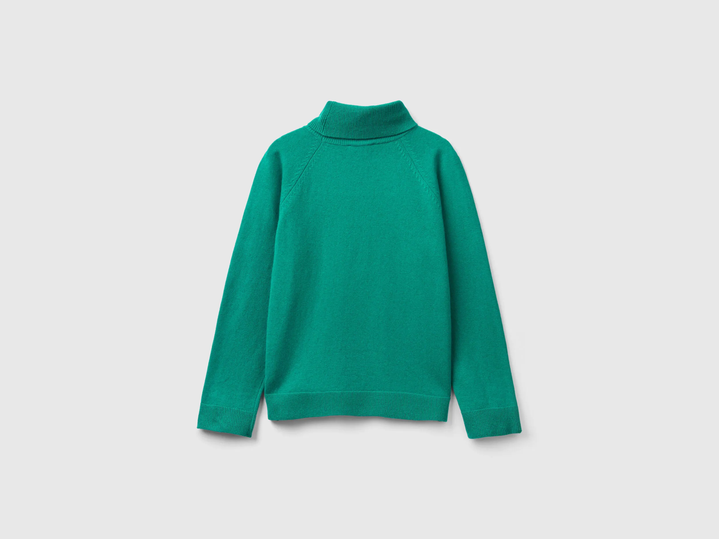 Aqua green turtleneck sweater in cashmere and wool blend - Aqua | Benetton