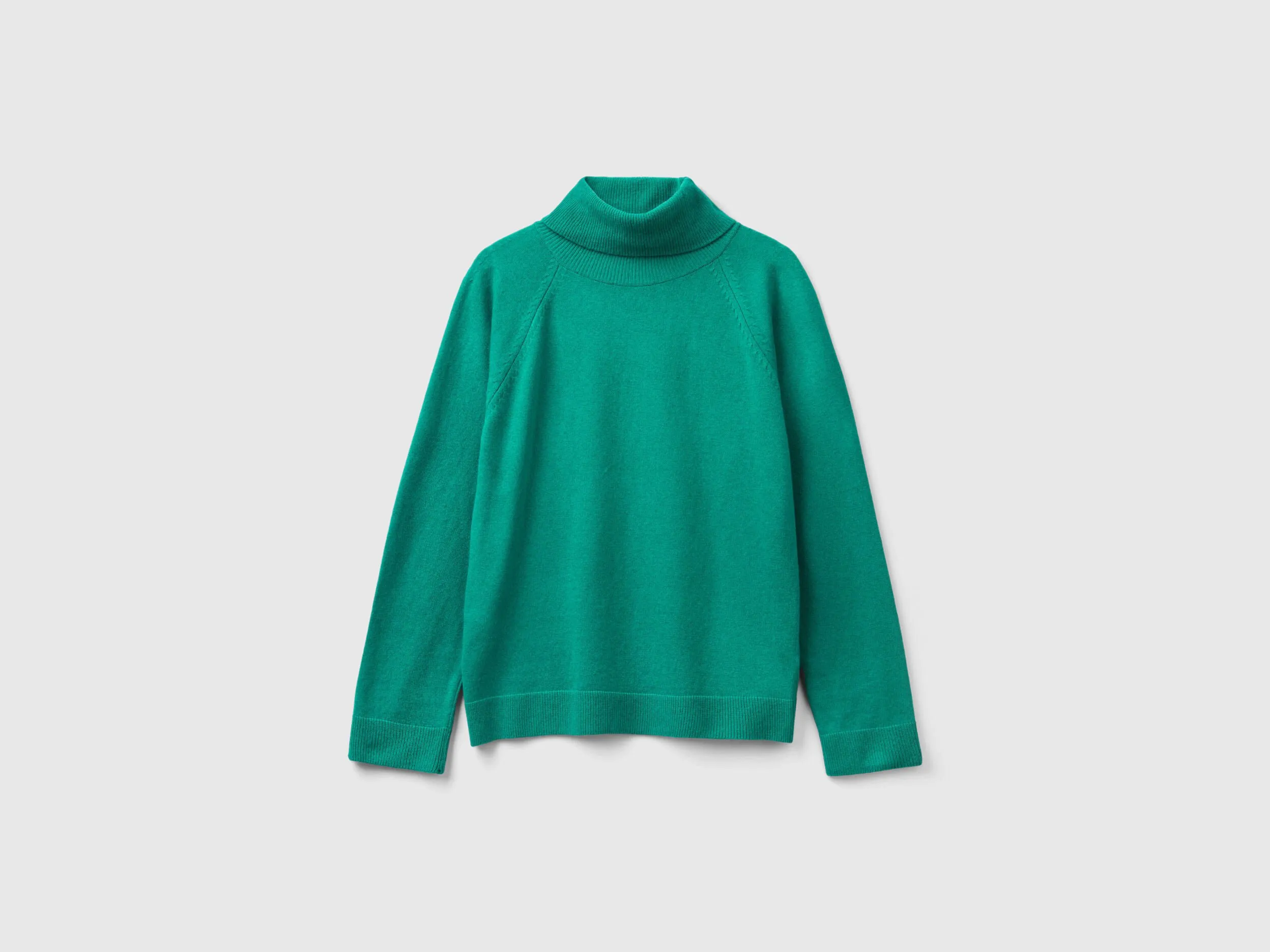 Aqua green turtleneck sweater in cashmere and wool blend - Aqua | Benetton