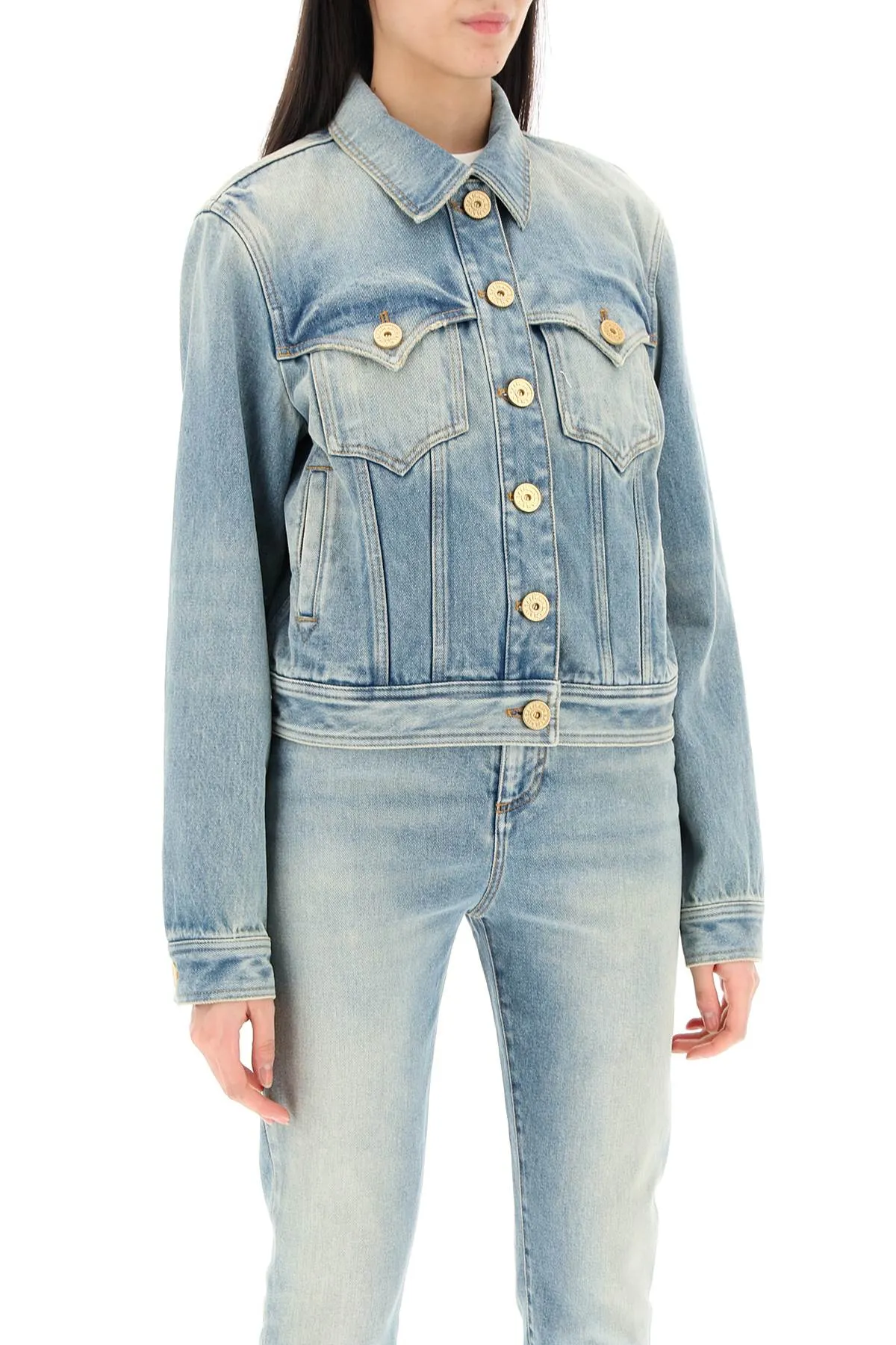 Balmain western denim jacket CF1TC130DE04 BLEU JEAN