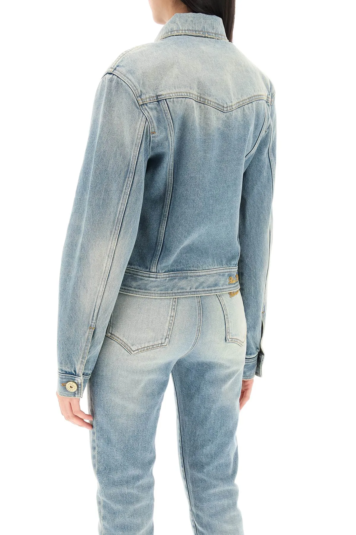 Balmain western denim jacket CF1TC130DE04 BLEU JEAN