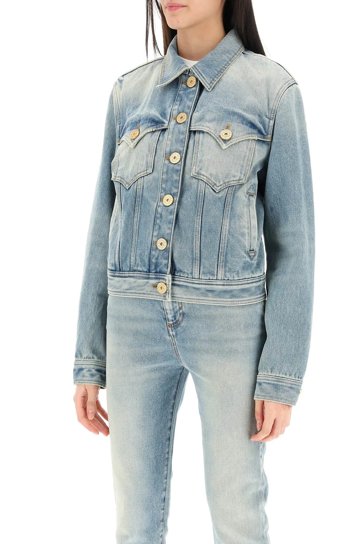 Balmain western denim jacket CF1TC130DE04 BLEU JEAN