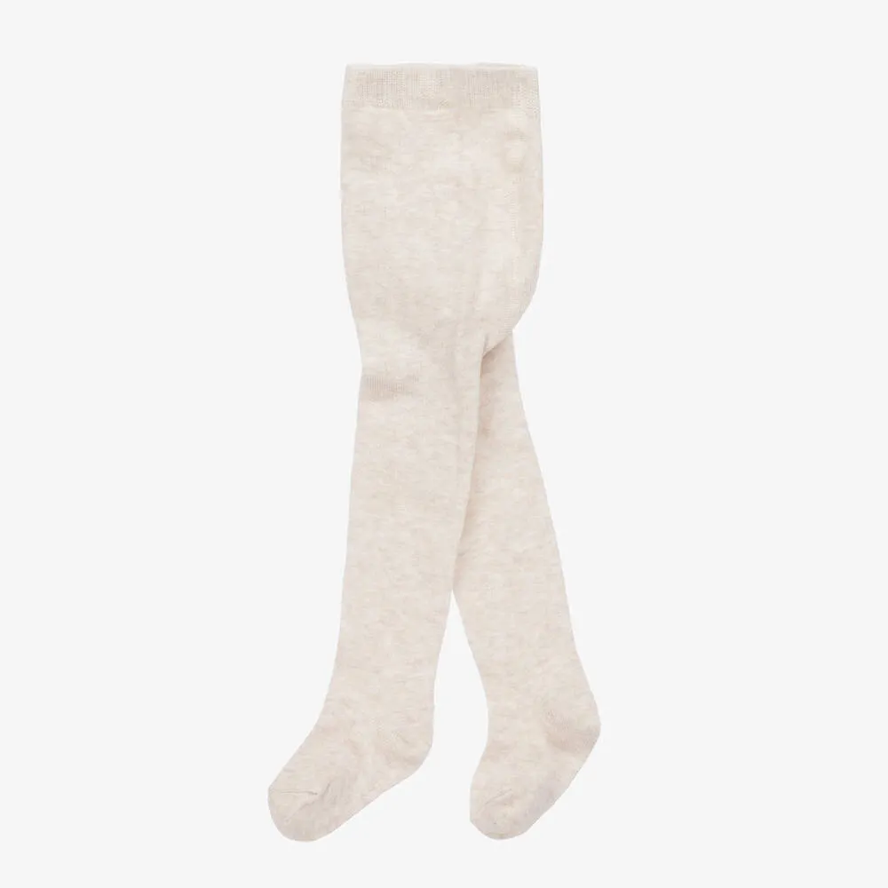 Beige Cotton Baby Tights