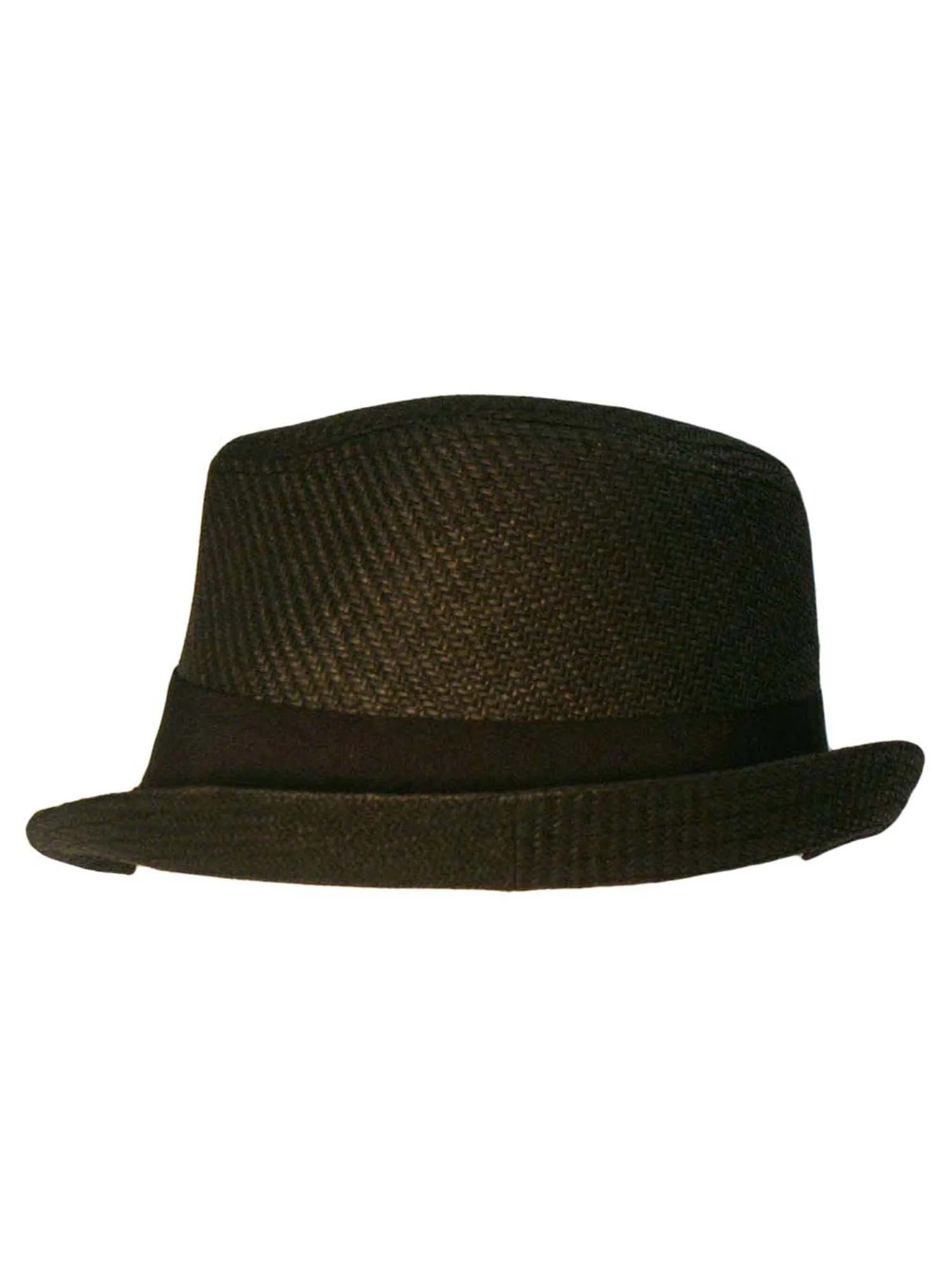 Black Fedora Hat With Slanted Brim