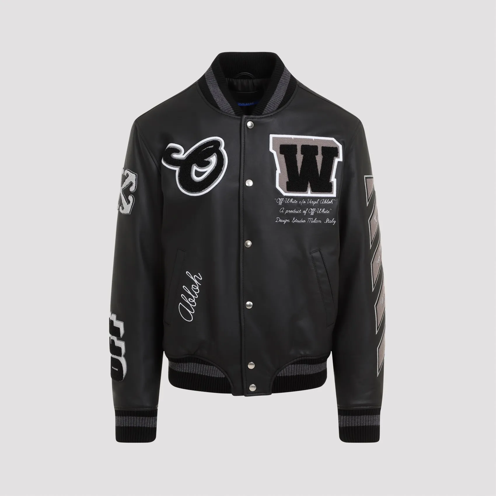 Black Leather Full Varsity Jacket