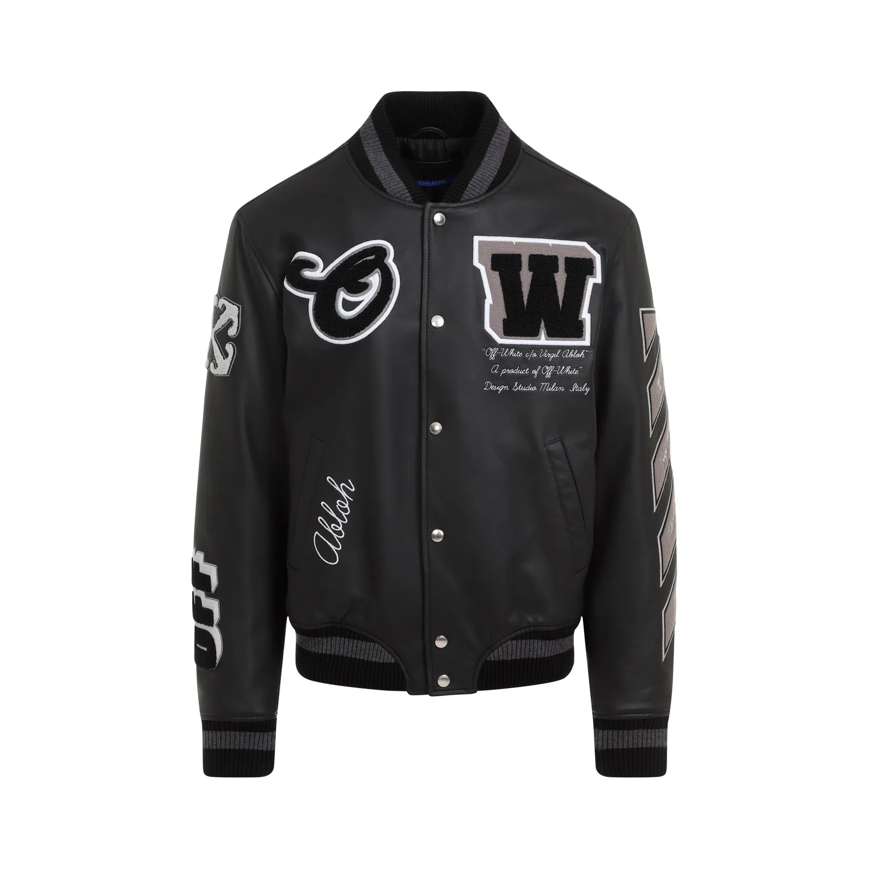 Black Leather Full Varsity Jacket