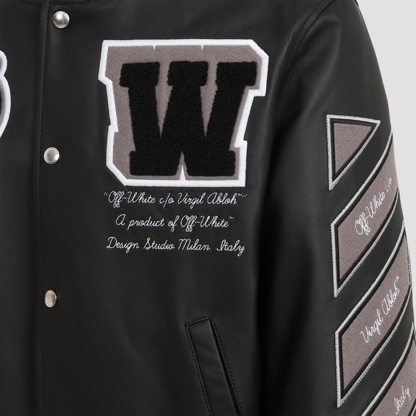 Black Leather Full Varsity Jacket