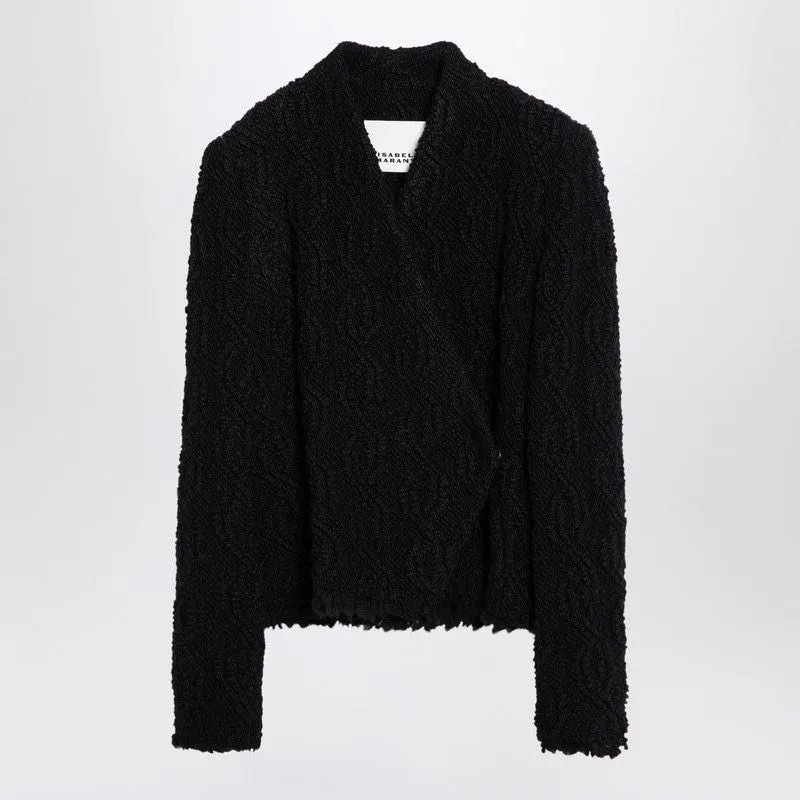 BLACK WOOL-BLEND JACQUARD JACKET