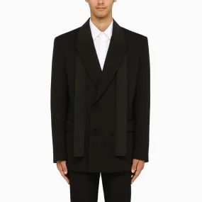 BLACK WOOL DOUBLE-BREASTED JACKET