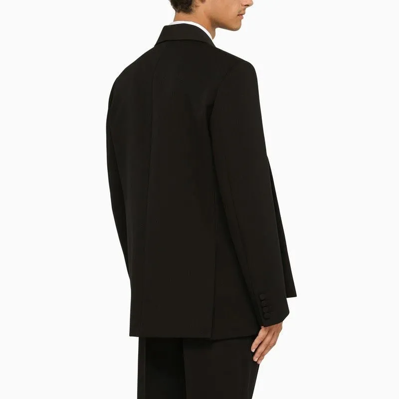 BLACK WOOL DOUBLE-BREASTED JACKET