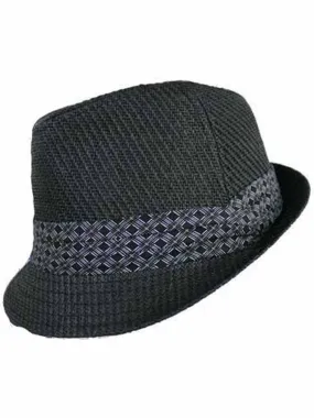 Black Woven Straw Fedora Hat