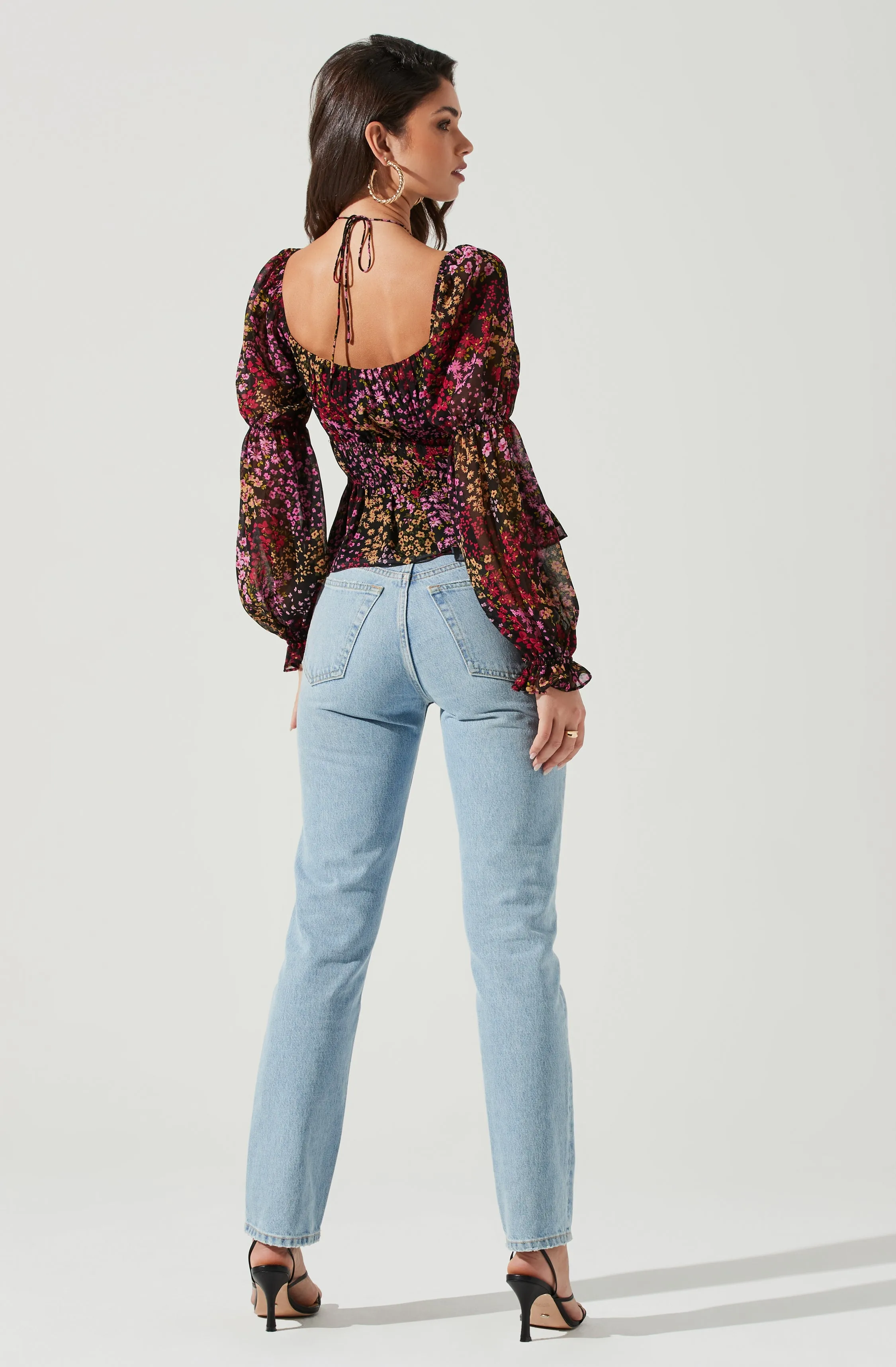 Bloomfield Floral Halter Long Sleeve Top