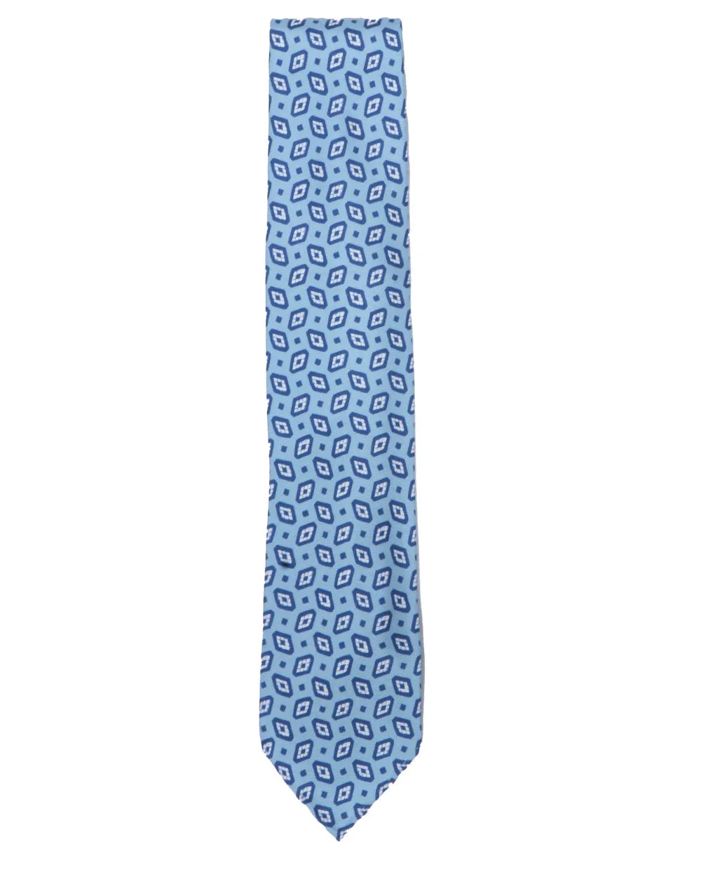 Blue Geo Motif Silk Tie