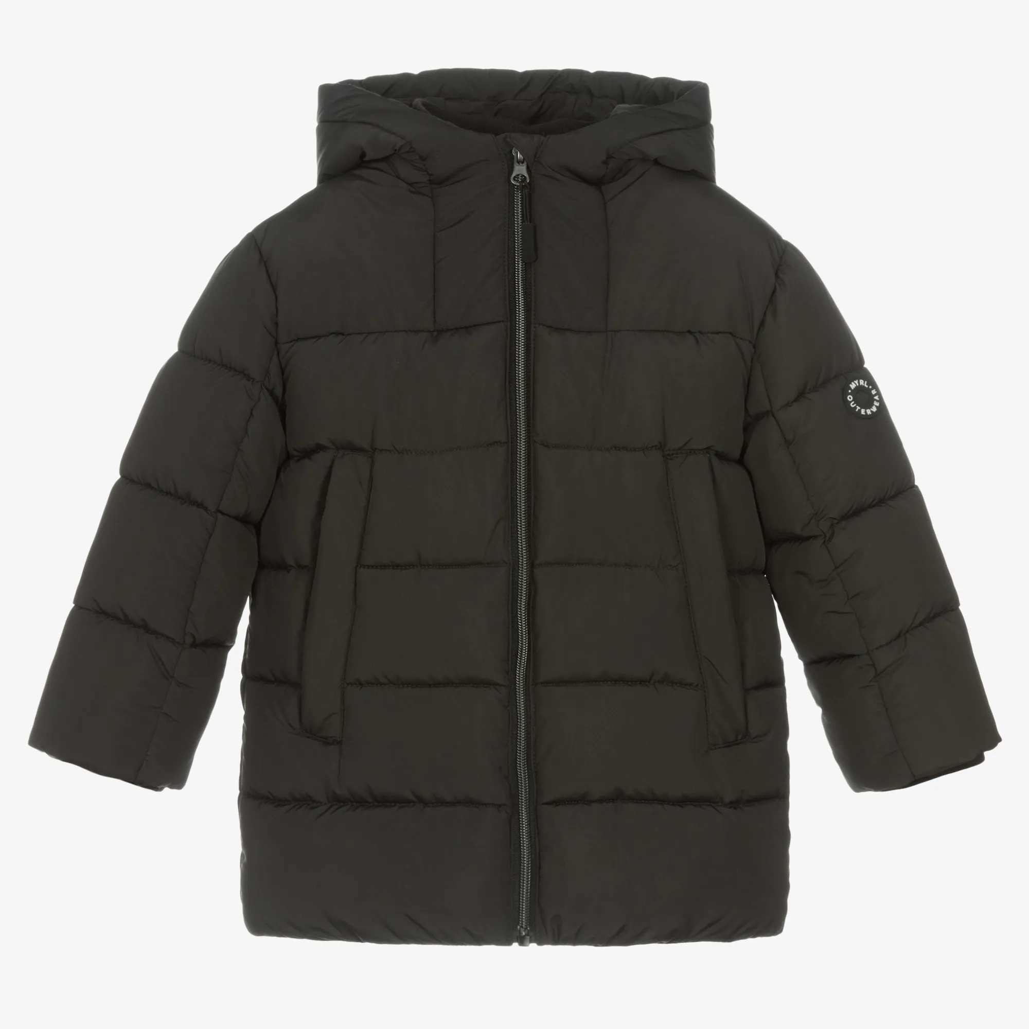 Boys Black Hooded Puffer Coat