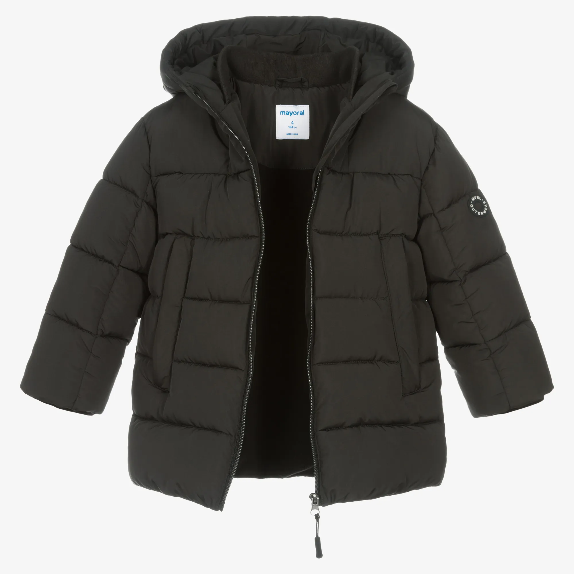 Boys Black Hooded Puffer Coat