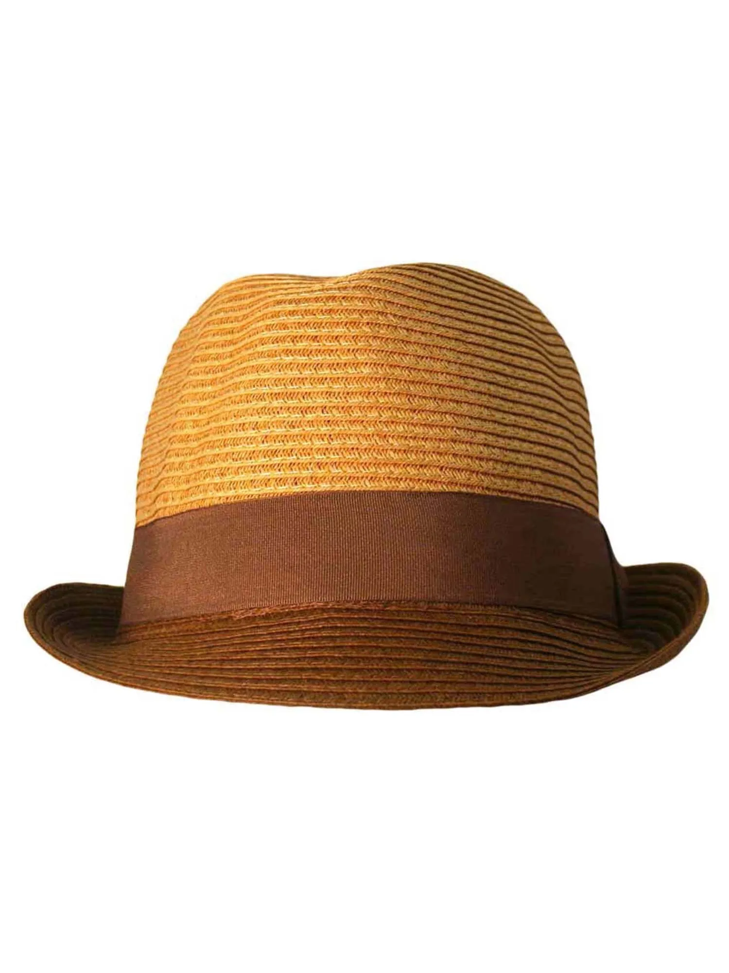 Brown & Beige Two Tone Straw Fedora Hat