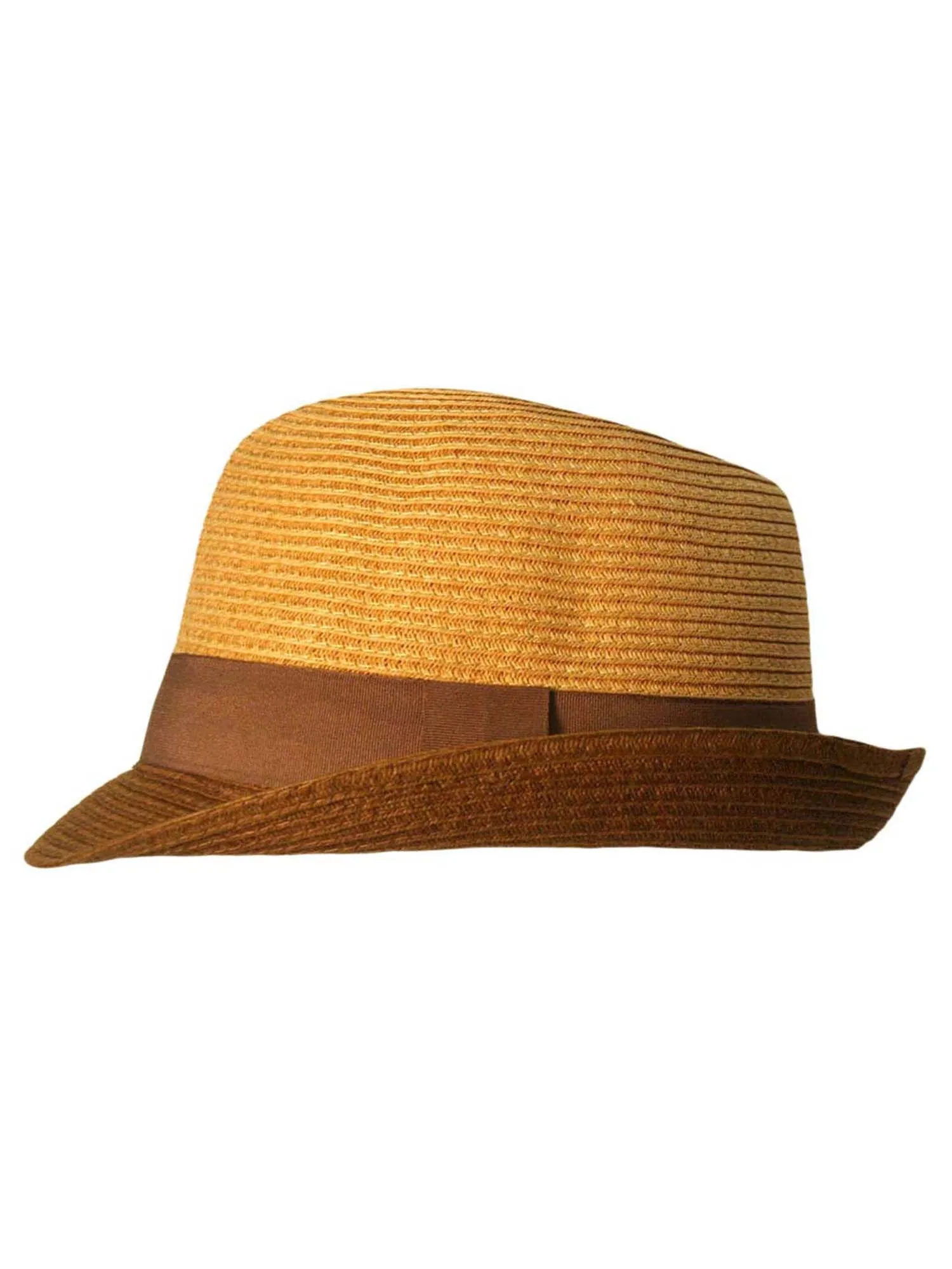 Brown & Beige Two Tone Straw Fedora Hat