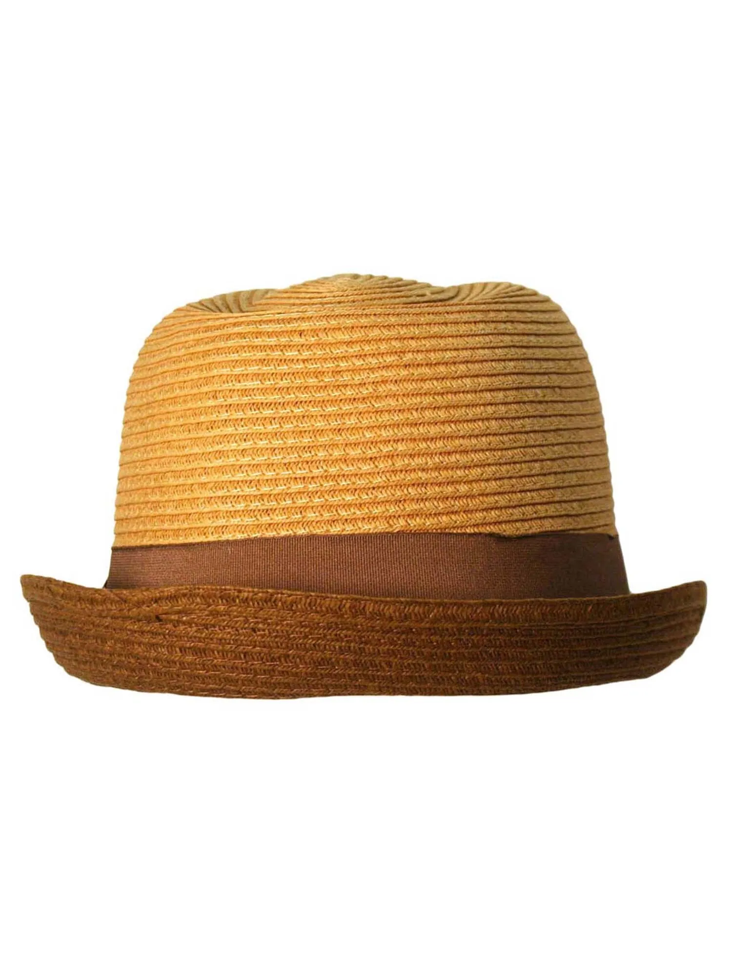 Brown & Beige Two Tone Straw Fedora Hat