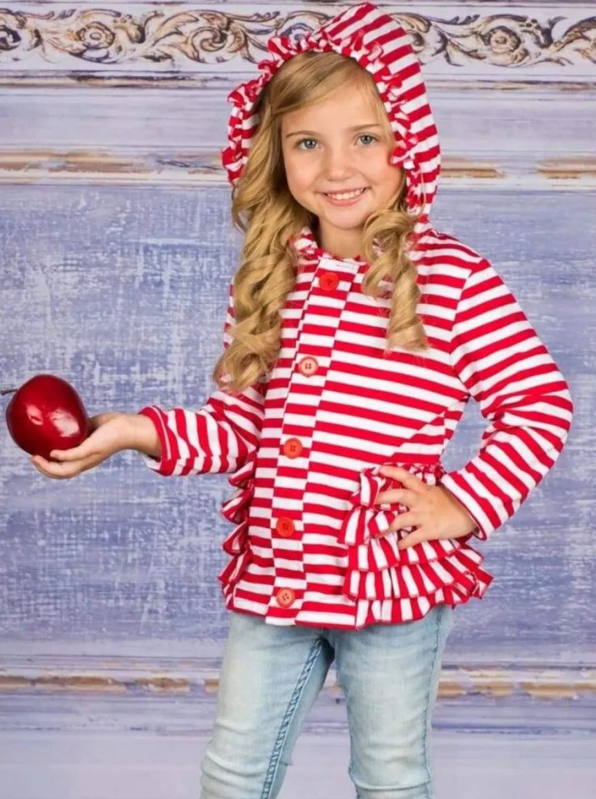 Candy Cane Kisses Hoodie Cardigan