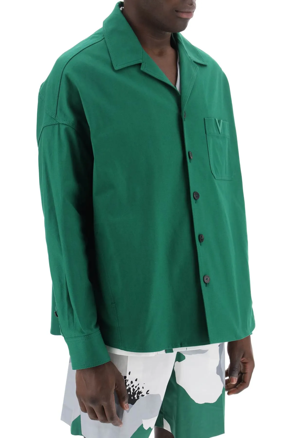 canvas overshirt with v detail 4V0CJJ359UA BASIL GREEN