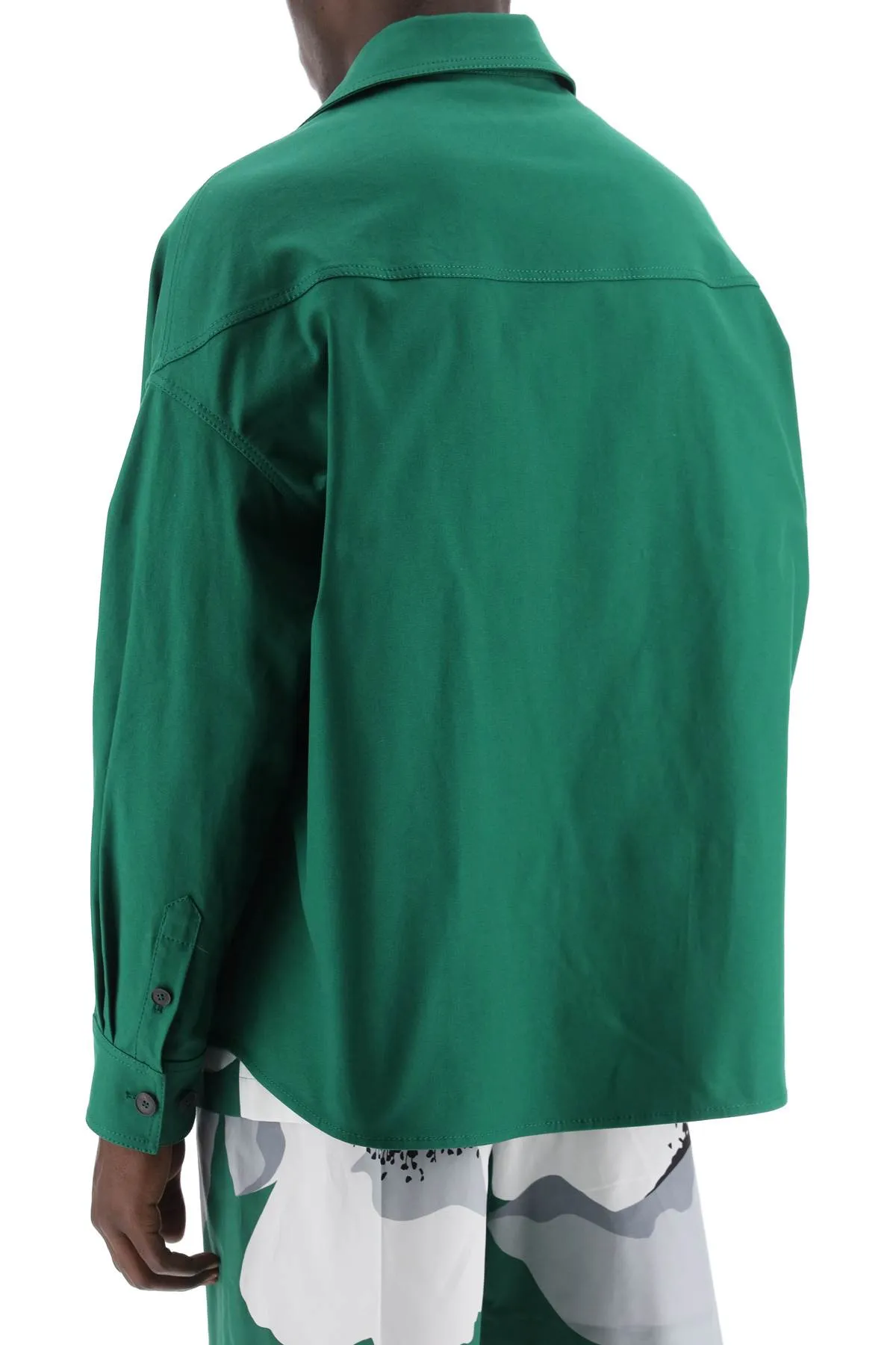 canvas overshirt with v detail 4V0CJJ359UA BASIL GREEN