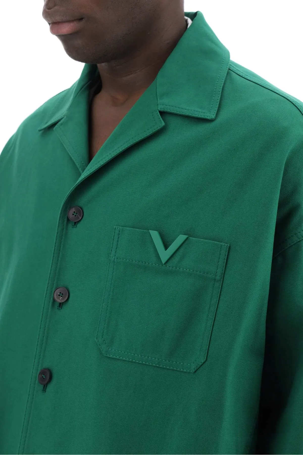 canvas overshirt with v detail 4V0CJJ359UA BASIL GREEN