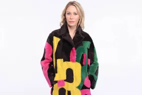 carla women's multicolor sheepskin coat