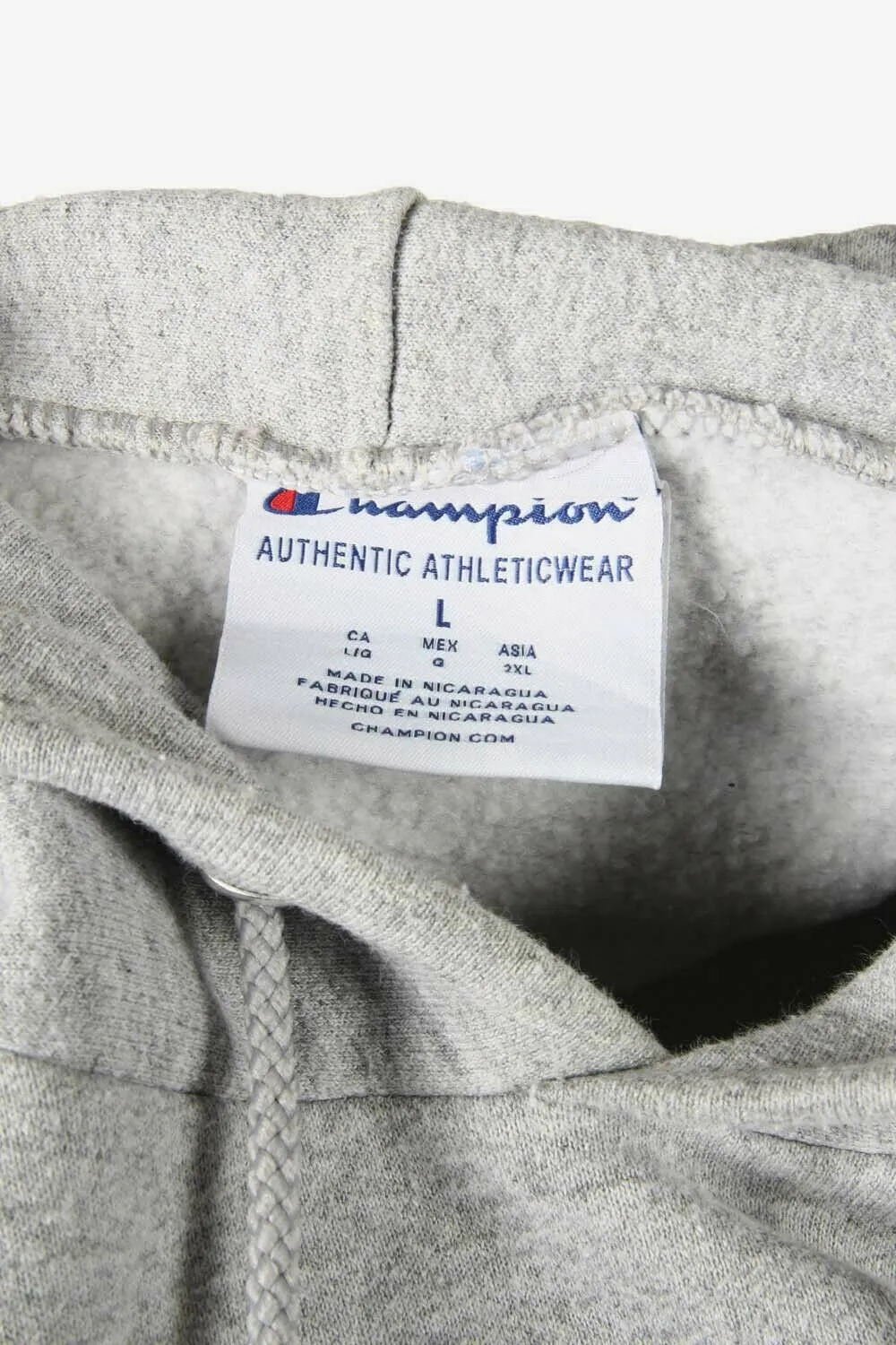 Champion Hoodies Vintage Pockets Sweatshirt Retro 90s Grey Size L - Pepper Tree London