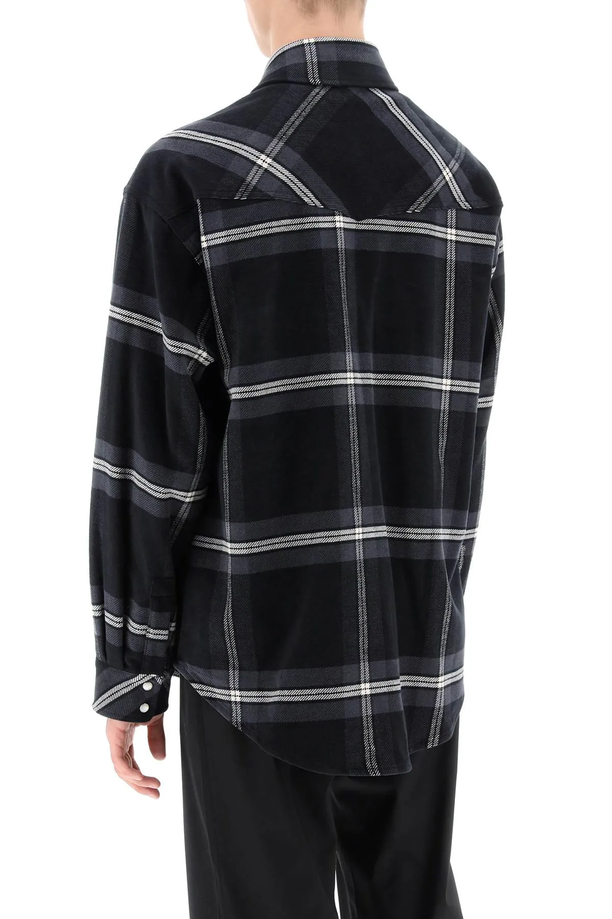 check flannel overshirt PMES023R24FAB001 ANTHRACITE OFF