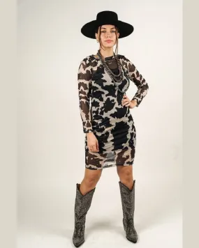 Cow Print Western Dress