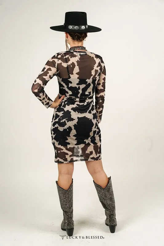 Cow Print Western Dress