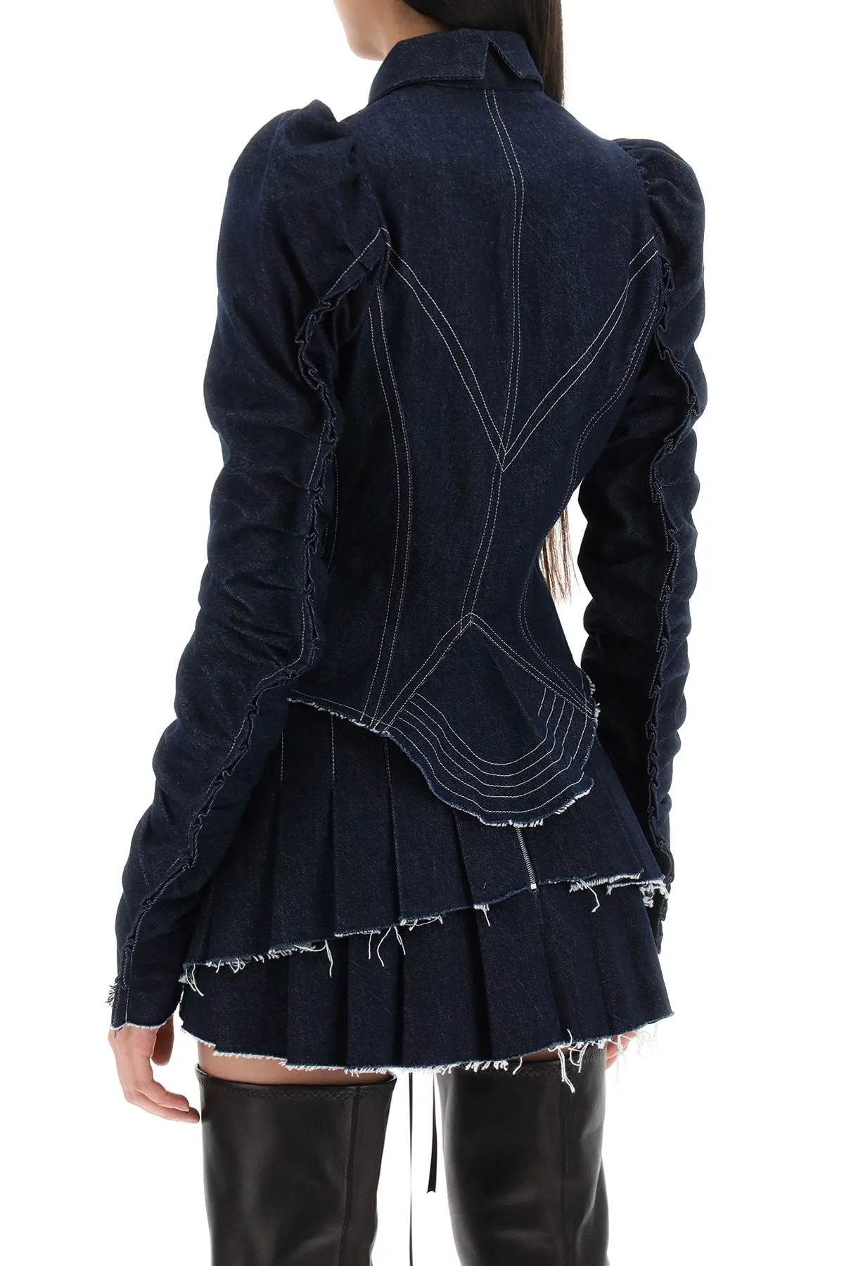 denim jacket with corset detailing COURTESAN ARMOUR JACKET INDIGO