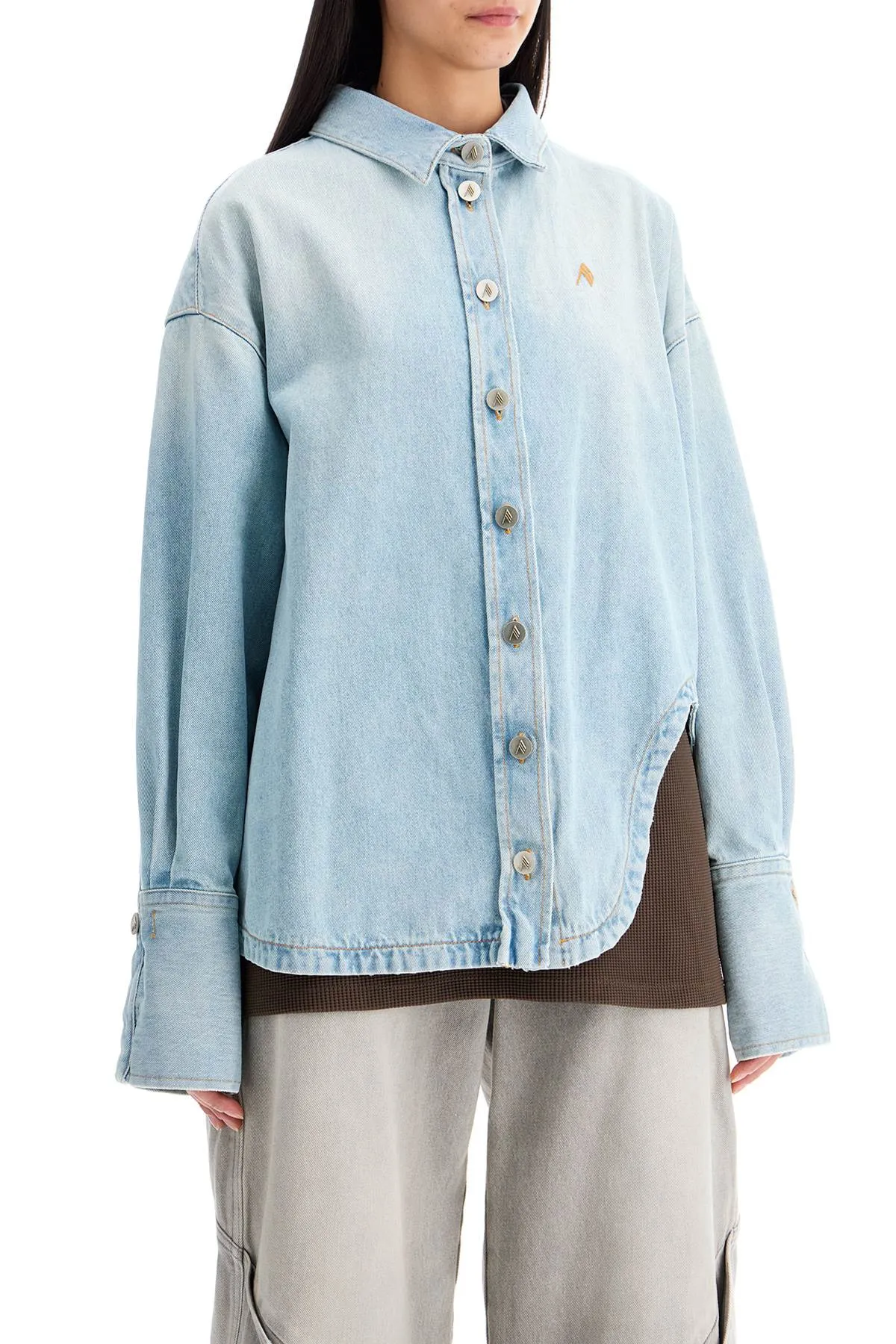 denim overshirt with slit detail 247WCB68D049 LIGHT BLUE DENIM