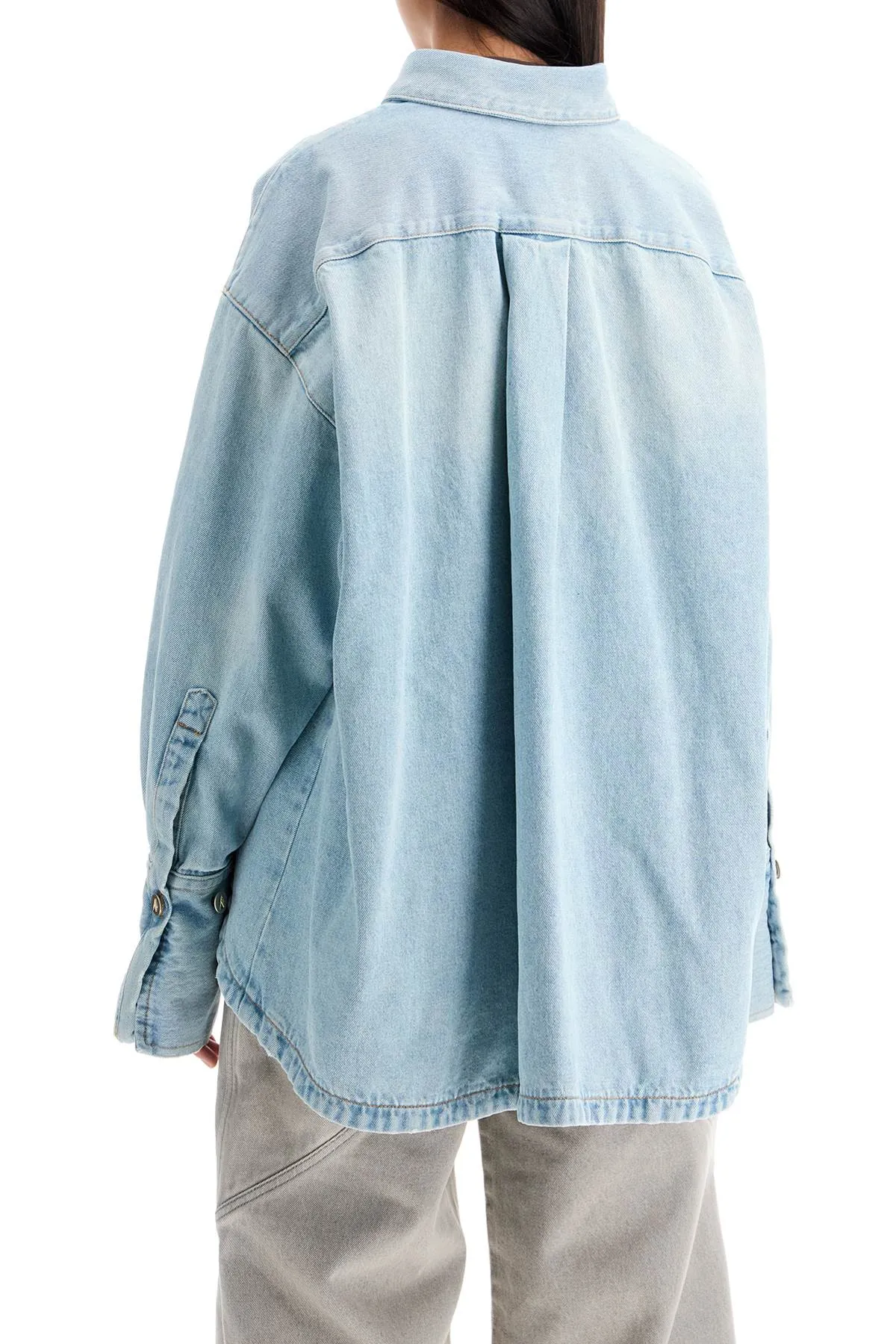 denim overshirt with slit detail 247WCB68D049 LIGHT BLUE DENIM