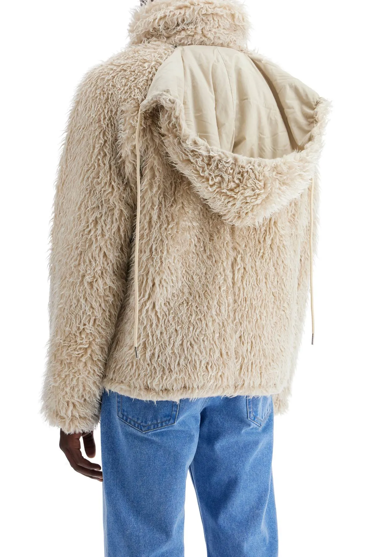 faux fur jacket with removable hood. JUMU0164UX UTP772 GLASS