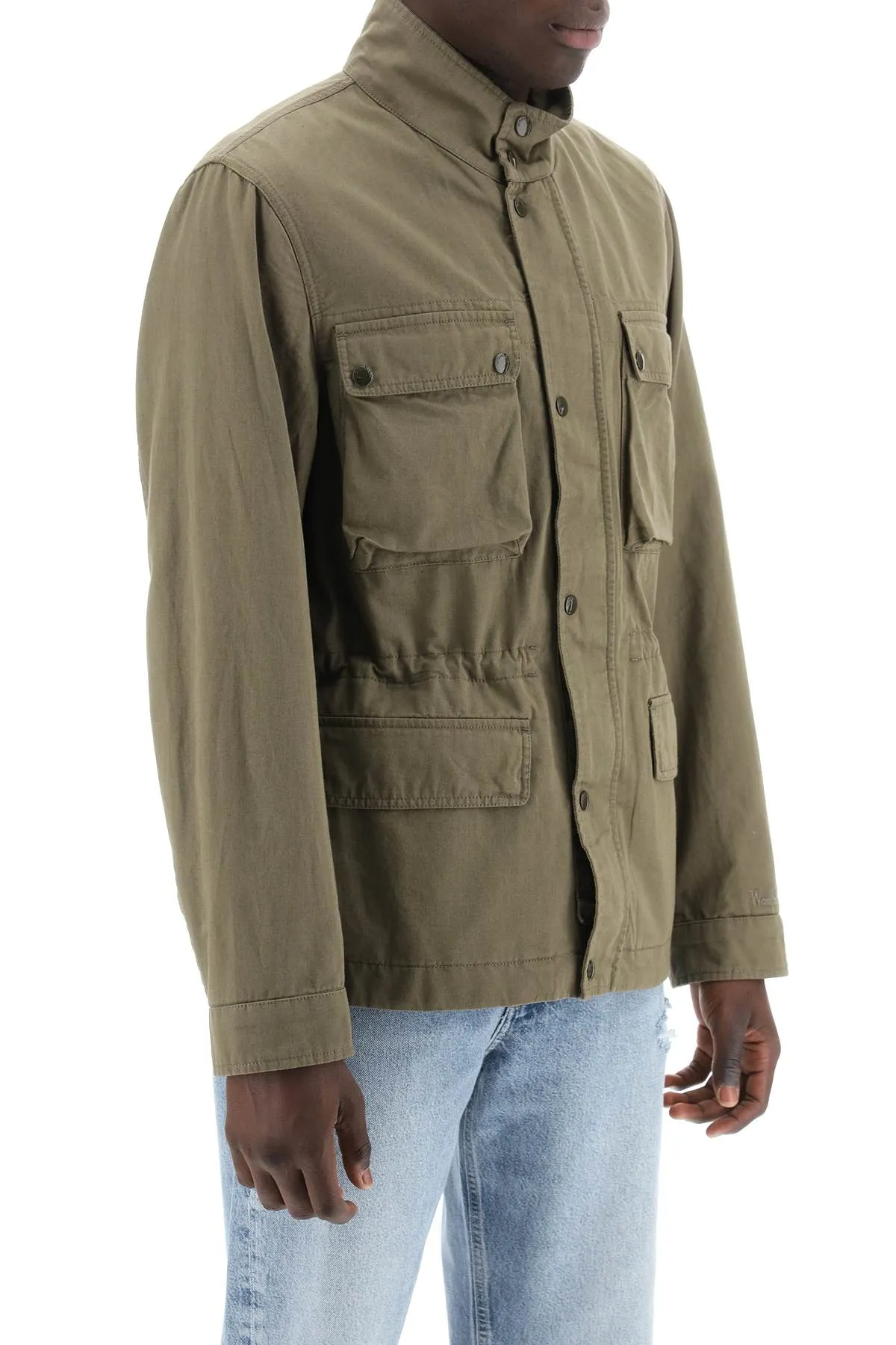 field jacket in cotton and linen blend CFWOOU0897 MRUT3717 LAKE OLIVE