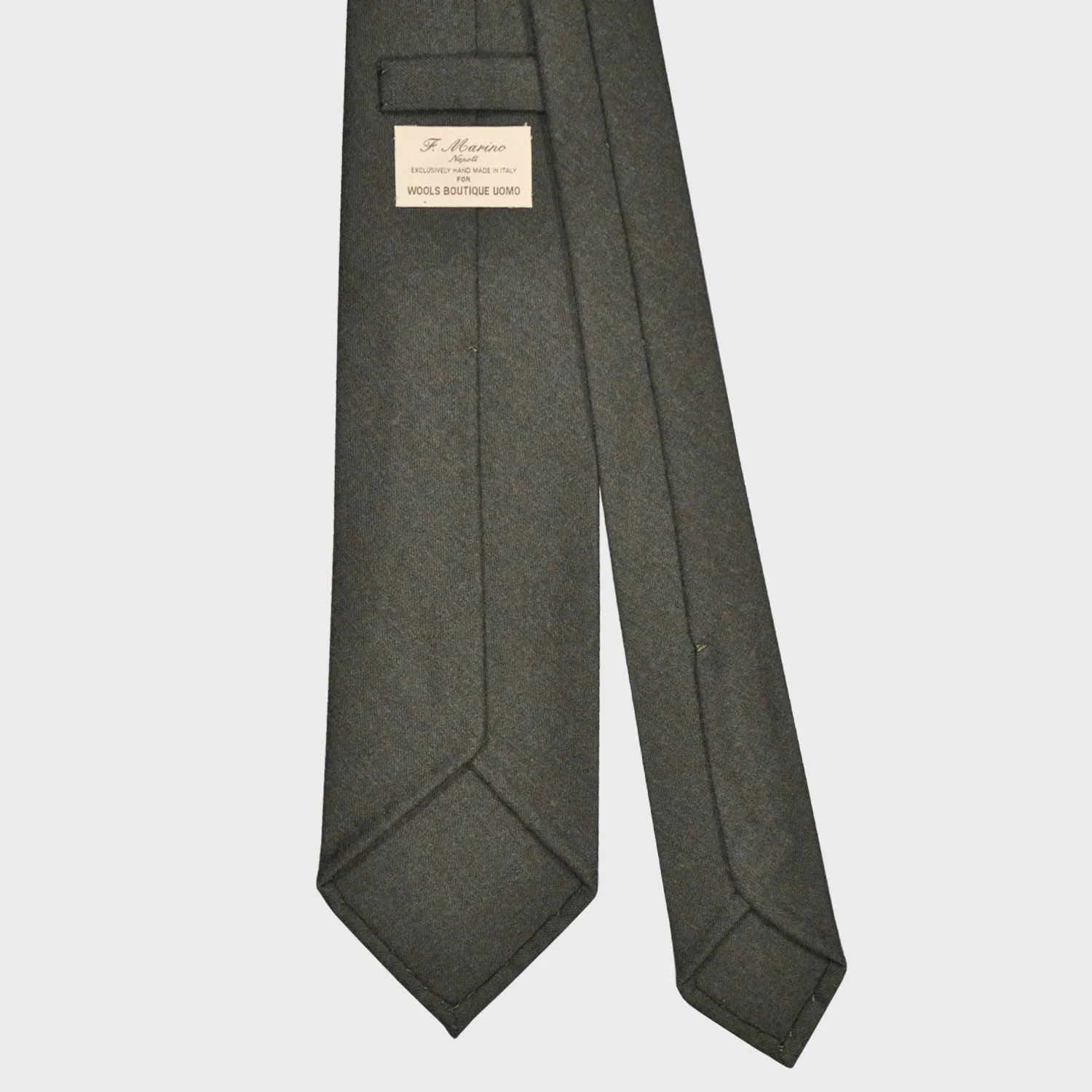 F.Marino Flannel Wool Tie 3 Folds Mud