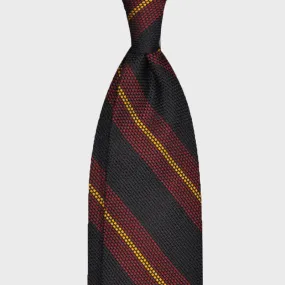 F.Marino Grenadine Silk Tie 3 Folds Regimental Ruby