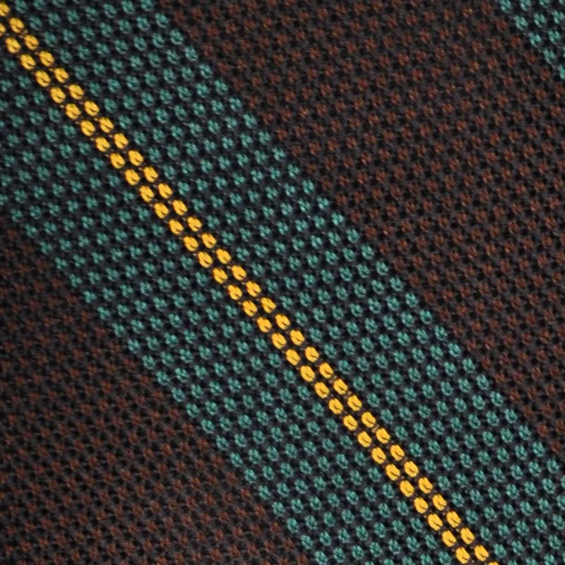 F.Marino Grenadine Silk Tie 3 Folds Regimental Teal