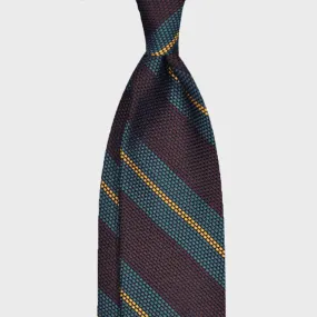 F.Marino Grenadine Silk Tie 3 Folds Regimental Teal