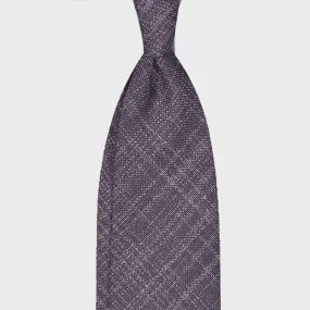 F.Marino Grenadine Wool Tie Handmade 3 Folds Plum