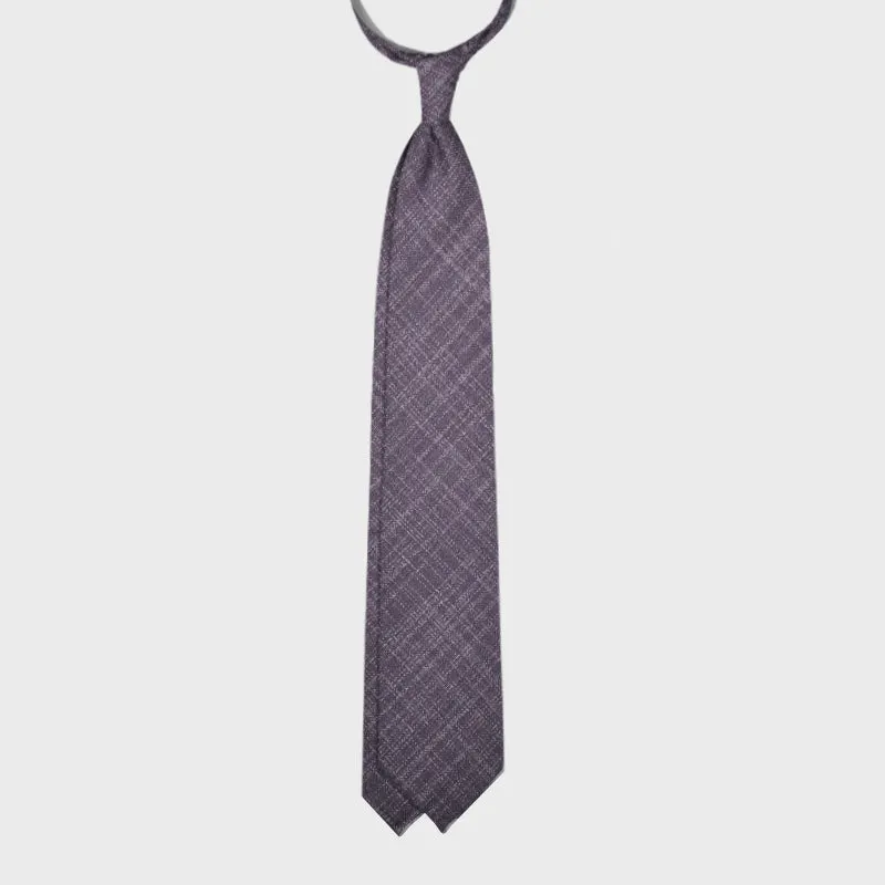 F.Marino Grenadine Wool Tie Handmade 3 Folds Plum